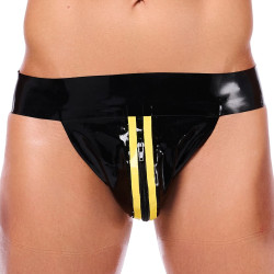 XRUB Latex Jockstrap en latex Xrub avec Zip Noir-Jaune
